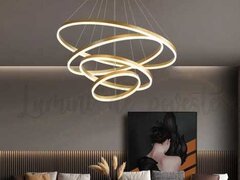 Candelabru LED 288W Minimalist 4 Gold, 4 surse de iluminare, Telecomanda, Dimabil, Lumina: Cald, Nat